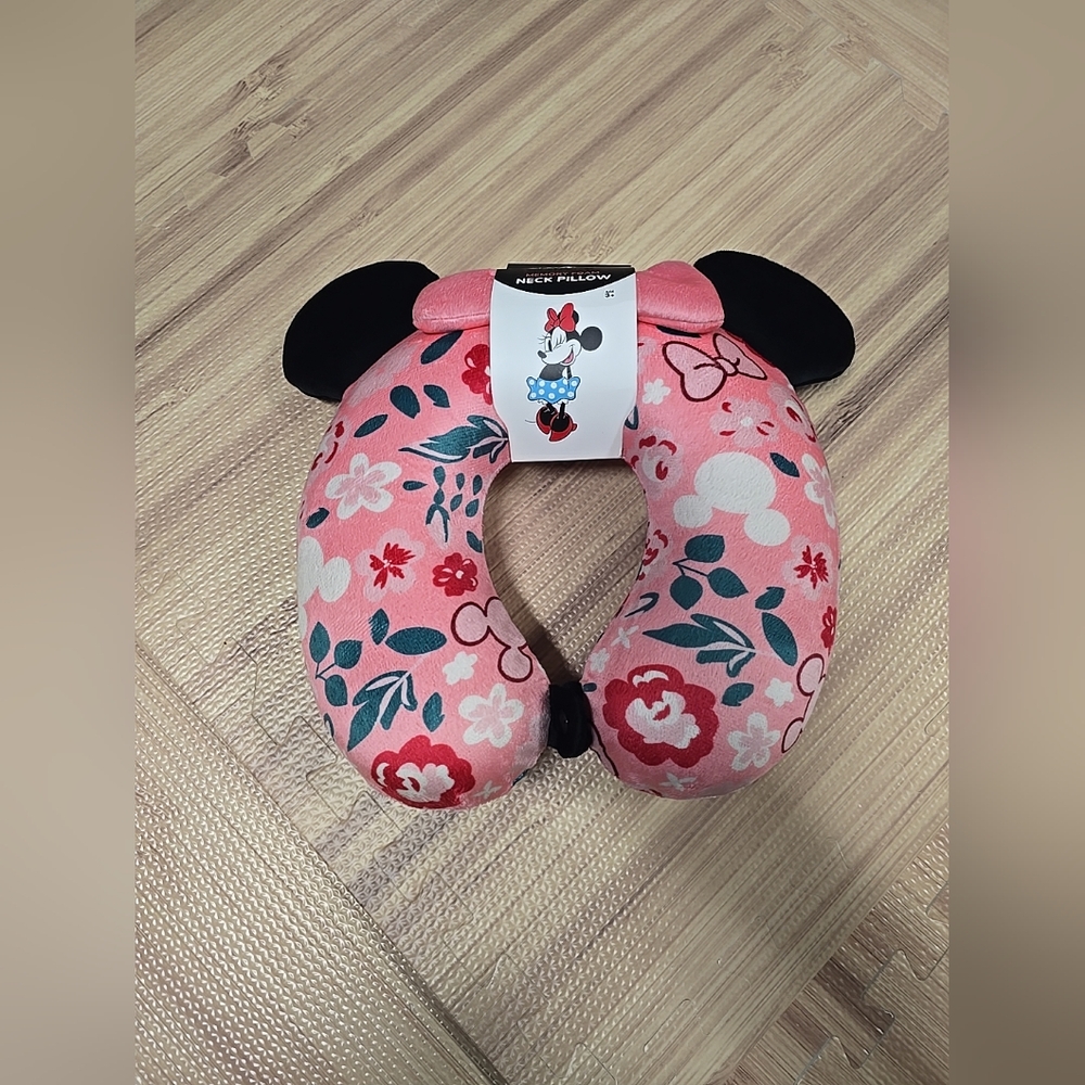 Disney Minnie Mouse Pink Floral Travel Neck Pillow